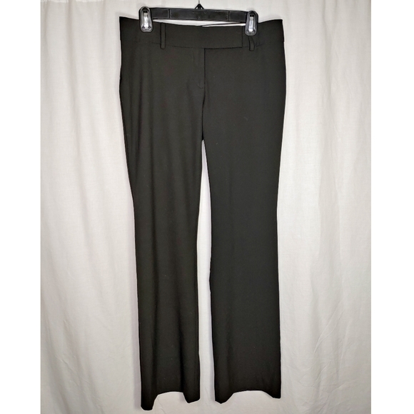 Ann Taylor Black Flat Front Work Pants Size 6 Slacks Trousers Zipper Belt Loops - Picture 2 of 9